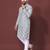 GREY HEAVY EMBROIDERY WHITE THREAD WORK MENS KURTA PAJAMA SET