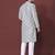GREY HEAVY EMBROIDERY WHITE THREAD WORK MENS KURTA PAJAMA SET