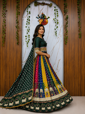 Muslin Cotton Chaniya Choli Set With Mirror Work And Pompom Lace 3
