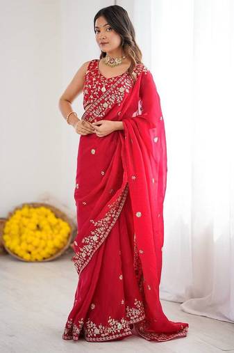 premium fendy silk blend thread & sequin saree