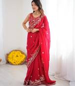 premium fendy silk blend thread & sequin saree