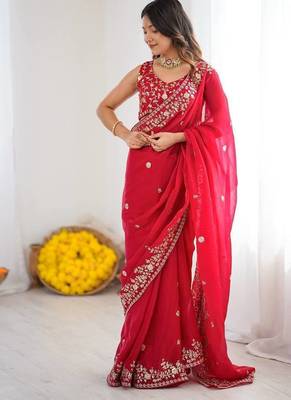 premium fendy silk blend thread & sequin saree 2