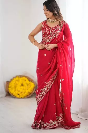 premium fendy silk blend thread & sequin saree