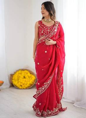 premium fendy silk blend thread & sequin saree 4