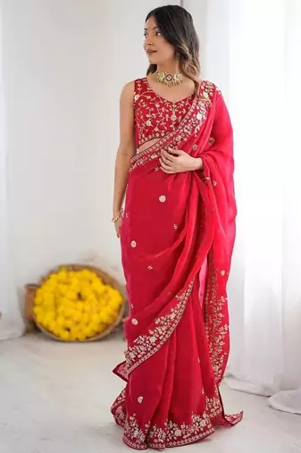 premium fendy silk blend thread & sequin saree