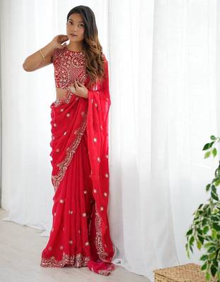 elegant fendy silk blend thread & sequin saree 1