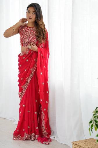 elegant fendy silk blend thread & sequin saree