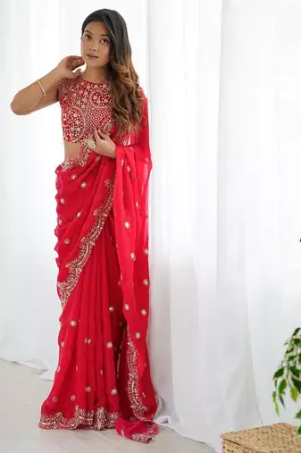 elegant fendy silk blend thread & sequin saree