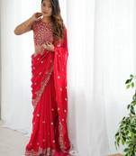 elegant fendy silk blend thread & sequin saree
