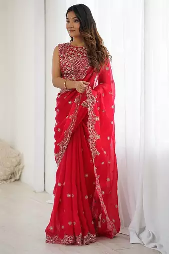 elegant fendy silk blend thread & sequin saree