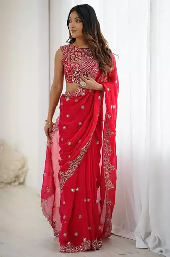 elegant fendy silk blend thread & sequin saree