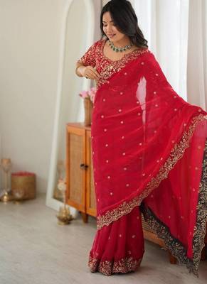 premium heavy fendy silk blend embroidered saree 2