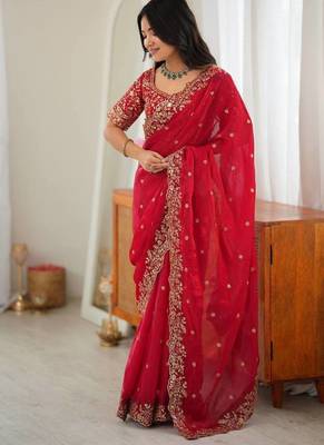 premium heavy fendy silk blend embroidered saree 3