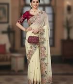 Party wear georgette embroidered saree with blouse