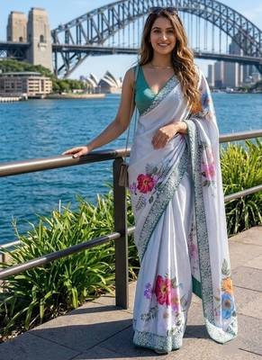 cocktail party wear silk blend saree 1