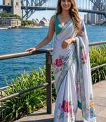 cocktail party wear silk blend saree