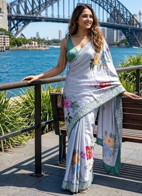 cocktail party wear silk blend saree 2