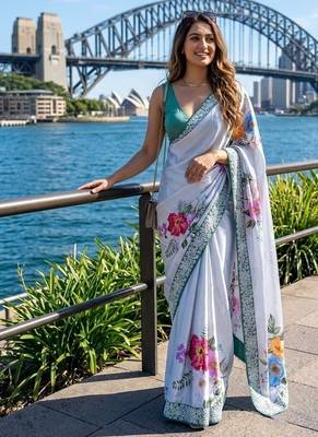 cocktail party wear silk blend saree 3
