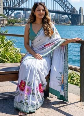 cocktail party wear silk blend saree 4