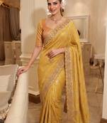 wedding wear pure kanjivarm silk blend beads work saree