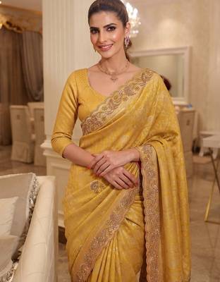 wedding wear pure kanjivarm silk blend beads work saree 2