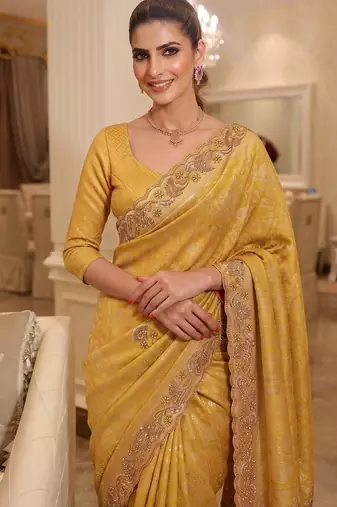 wedding wear pure kanjivarm silk blend beads work saree
