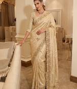 wedding wear pure kanjivarm silk blend beads work saree