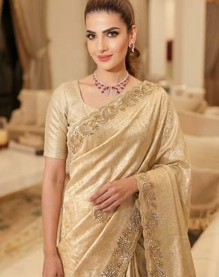 wedding wear pure kanjivarm silk blend beads work saree 2