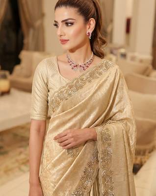 wedding wear pure kanjivarm silk blend beads work saree 3