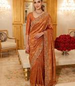 wedding wear pure kanjivarm silk blend beads work saree