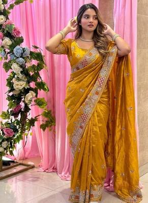 designer party wear pure soft tissue saree 1