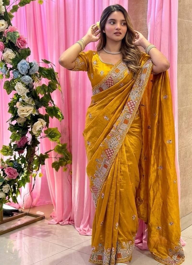 designer party wear pure soft tissue saree