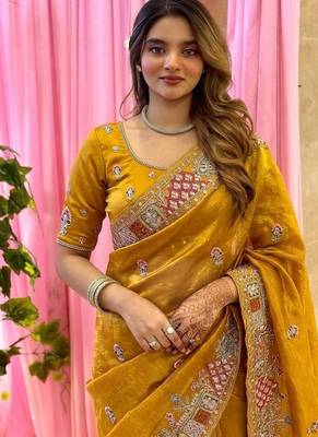 designer party wear pure soft tissue saree 2