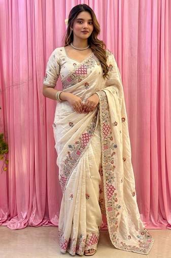 designer party wear pure soft tissue saree