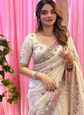 designer party wear pure soft tissue saree 2
