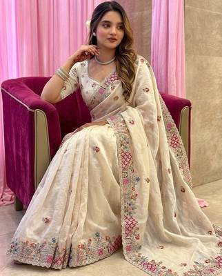 designer party wear pure soft tissue saree 3