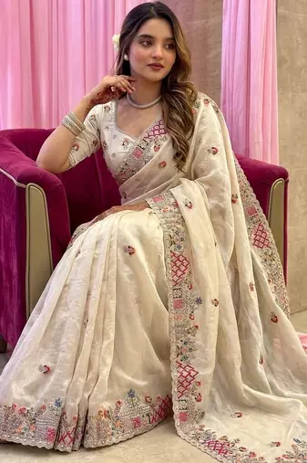 designer party wear pure soft tissue saree