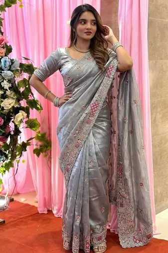 designer party wear pure soft tissue saree