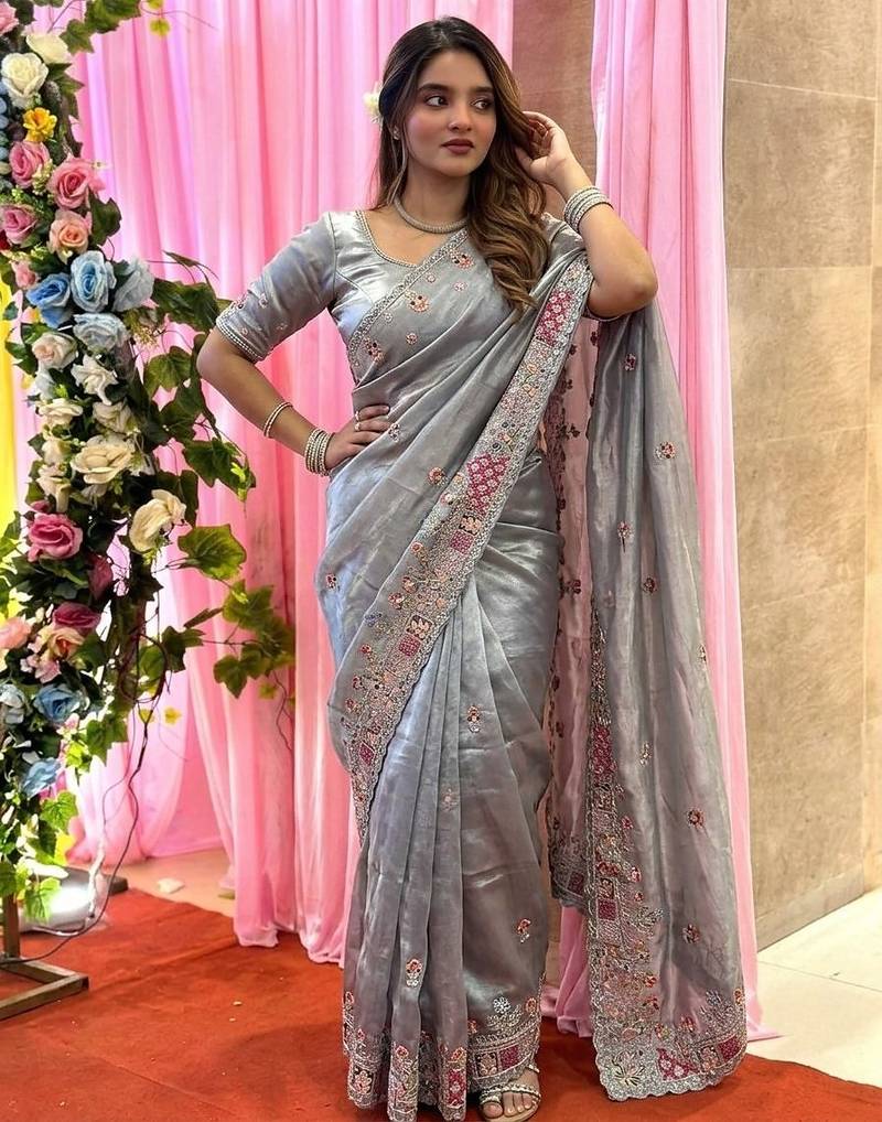 designer party wear pure soft tissue saree