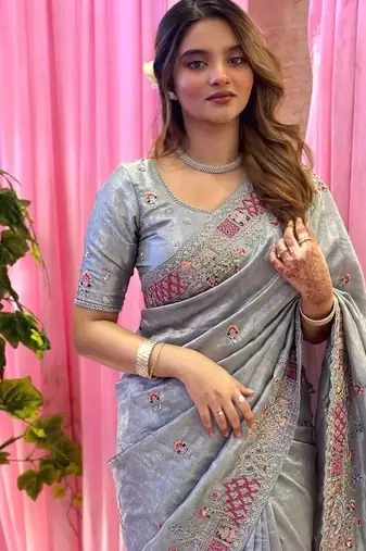 designer party wear pure soft tissue saree