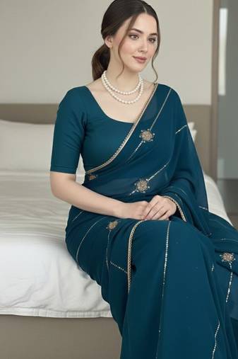 party wear crush silk blend saree