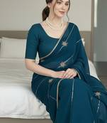 party wear crush silk blend saree