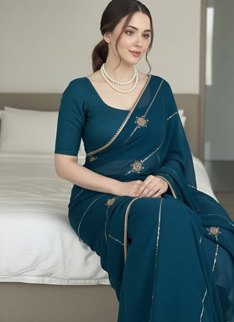 party wear crush silk blend saree