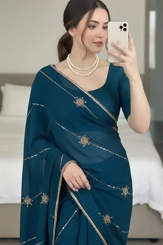 party wear crush silk blend saree