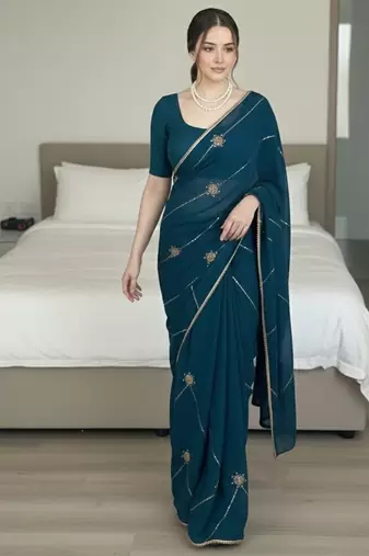 party wear crush silk blend saree
