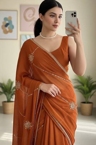 party wear crush silk blend saree