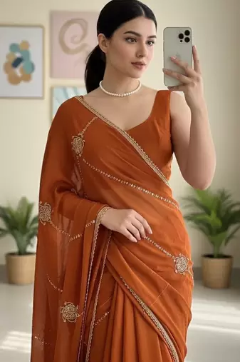 party wear crush silk blend saree