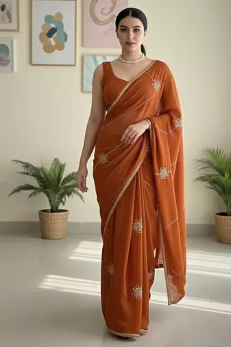 party wear crush silk blend saree