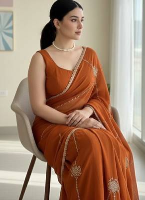 party wear crush silk blend saree 3