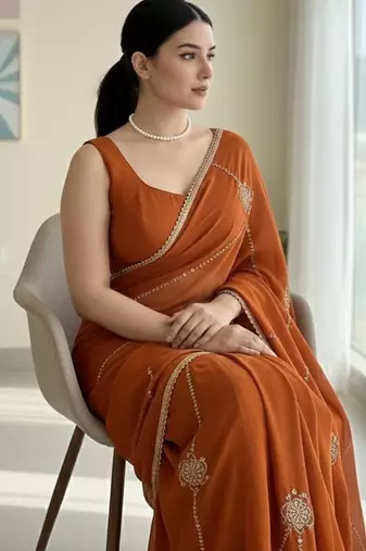 party wear crush silk blend saree